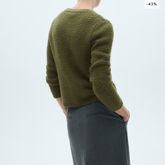 Mango Knit Cardigan Tweed Crop Gold Buttons size XS - Picture 6 of 12